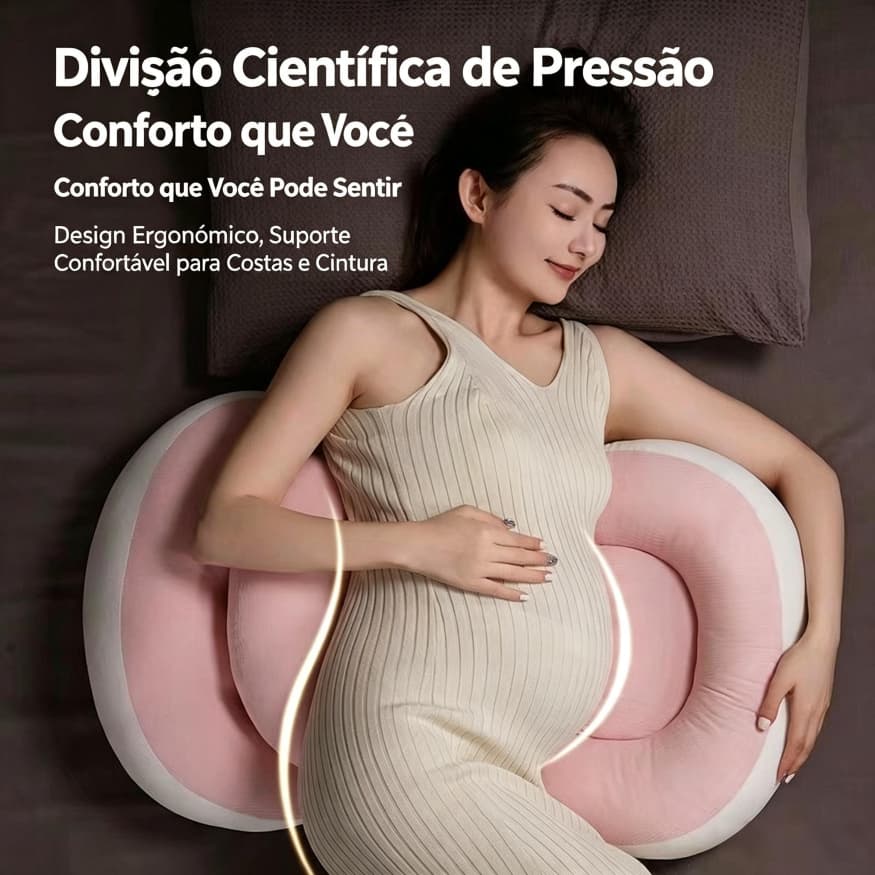 Almofada para Gestante Ajustável, Tecido Aveludado Extra Macio, Várias Cores Disponíveis