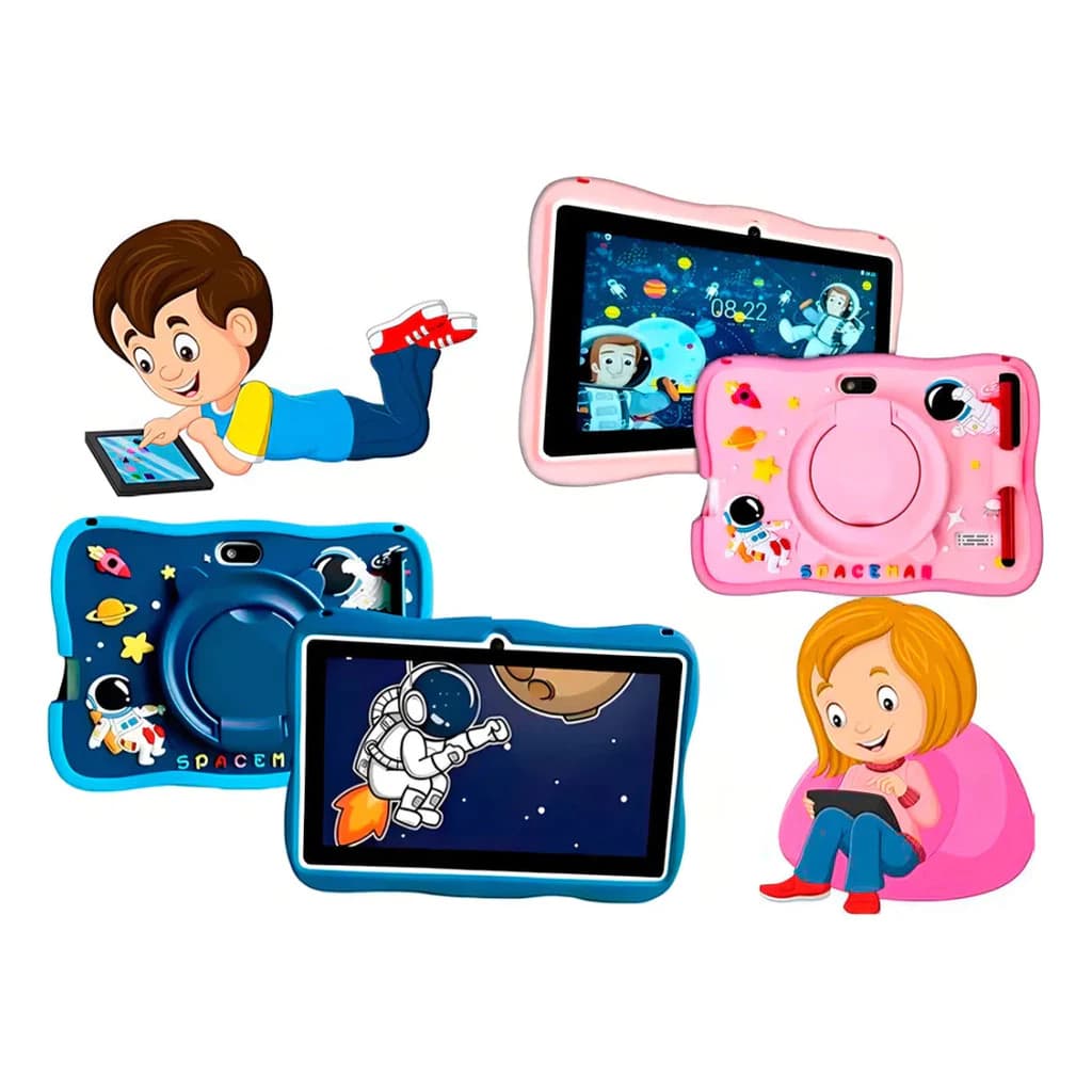 Tablet Infantil 7 Polegadas Kit Completo com Capa Android 13 Wi-Fi 64GB Presente para Crianças
