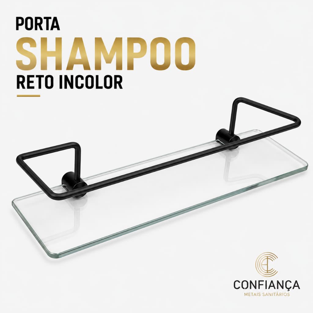 Porta Shampoo Para Banheiro Suporte De Vidro 6mm Incolor Reto Cristal Anti Ferrugem
