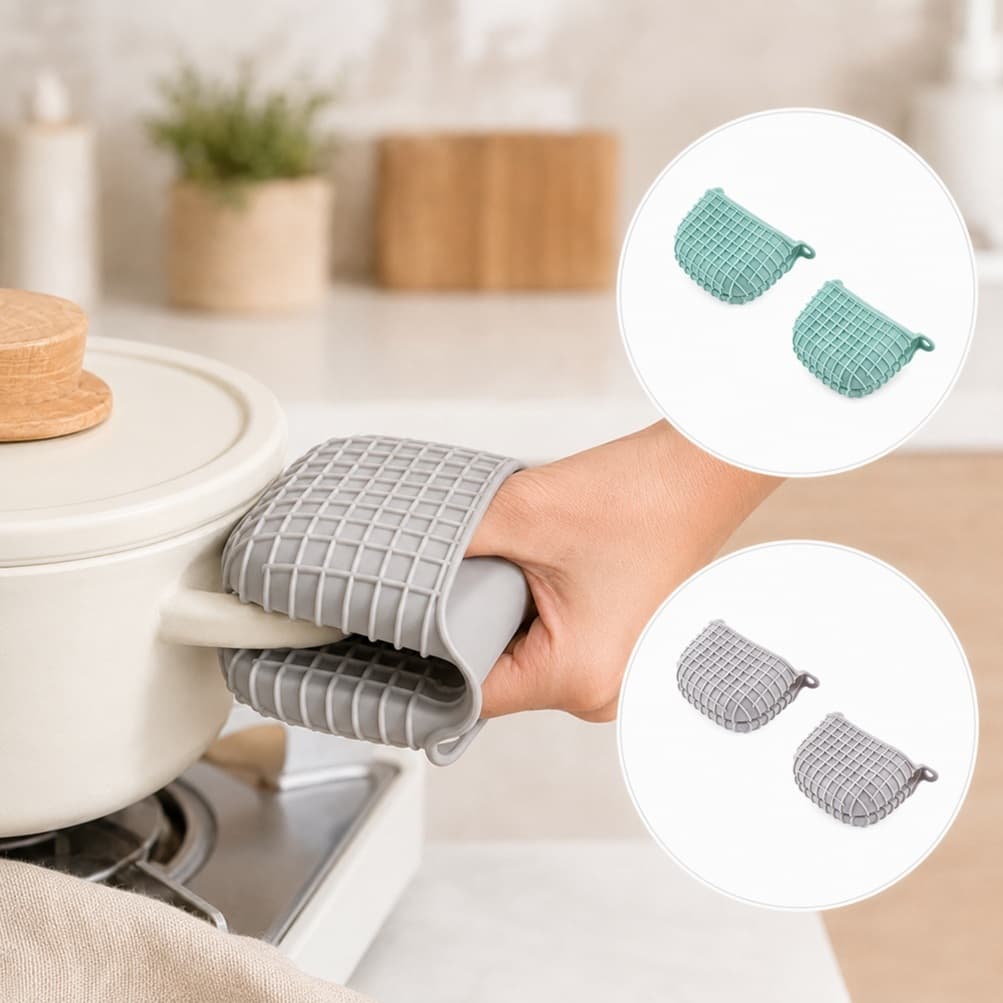 Kit 2 Luva Térmica Pegador de Silicone Proteção Antiderrapante Panela Cozinha Forno Fogão Quente