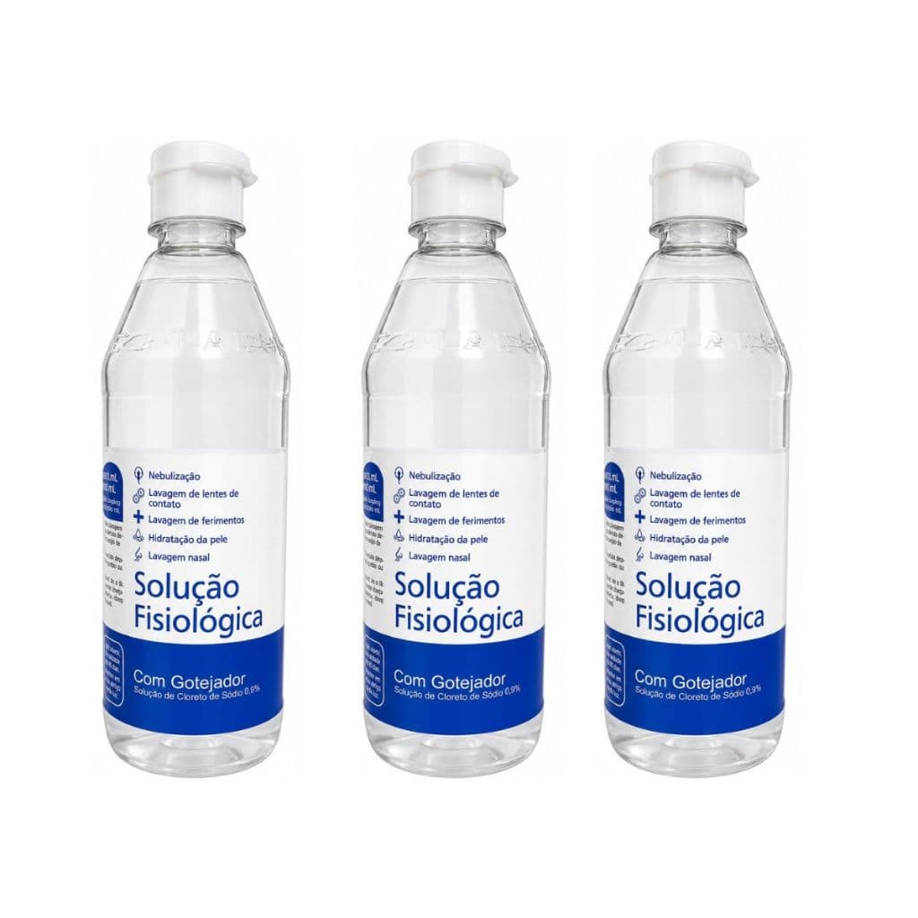 Kit 3 Solução Fisiológica 0,9% Sandom (500ML) Com Gotejador