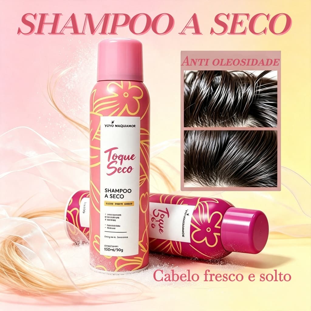 Shampoo a Seco Spray Cabelo 150ml Sem Lavar - Anti Oleosidade, Volume e Frescor Instantâneo Morango Tutti-Frutti