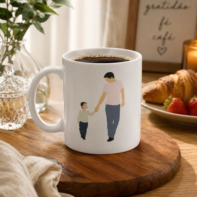 Caneca de Cerâmica Dia dos Pais 325ml Presente Personalizado para Pai Estampa Exclusiva