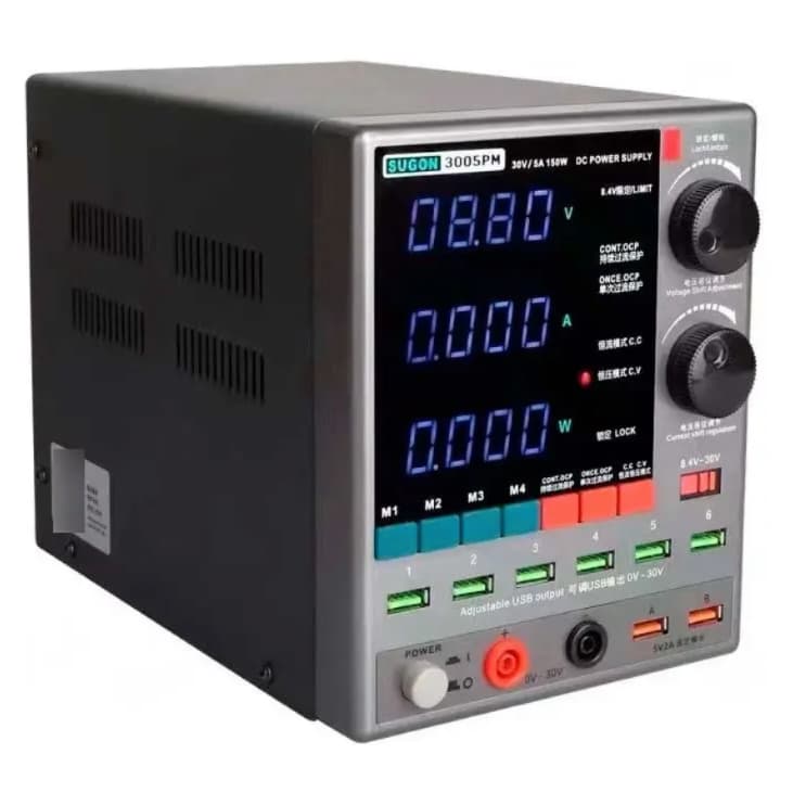 Fonte de Alimentação Digital Sugon 3005PM 30V 5A 220V Regulável Bancada Profissional