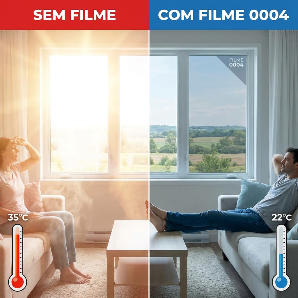 Película Protetora de Janela Anti-UV - Mantém o Ambiente Fresco e Privativo