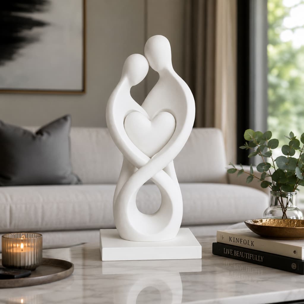 Decoração Elegante Escultura Casal Amor Eterno União E Proteção Peça Decorativa Enfeite Casa Presente Moderno Família