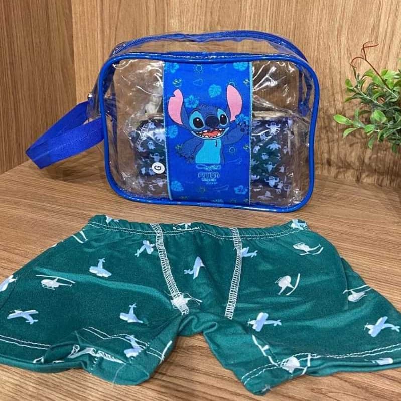 kit c/12 cuecas box boxers infantil sortido malha fria estampada conforto menino