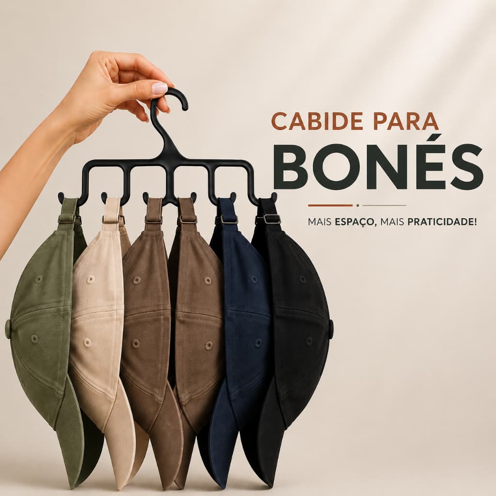 Cabide Porta Boné Organizador Guarda-Roupa Armário Closet Suporte de Bonés