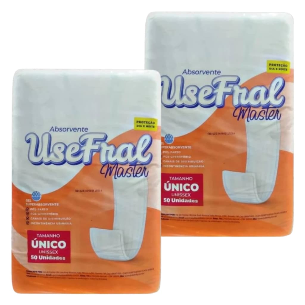 Kit 2 Pacotes Absorvente Geriátrico Unissex Usefral - 50 Unidades Cada - Total 100 Unidades