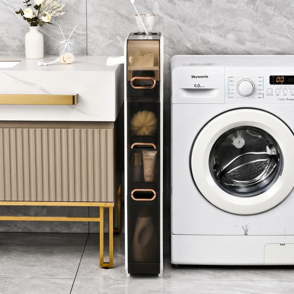 Gaveteiro Plástico Vertical 4 Prateleiras Rodinhas 96cm Altura Suporte Organizador Escritório Quarto