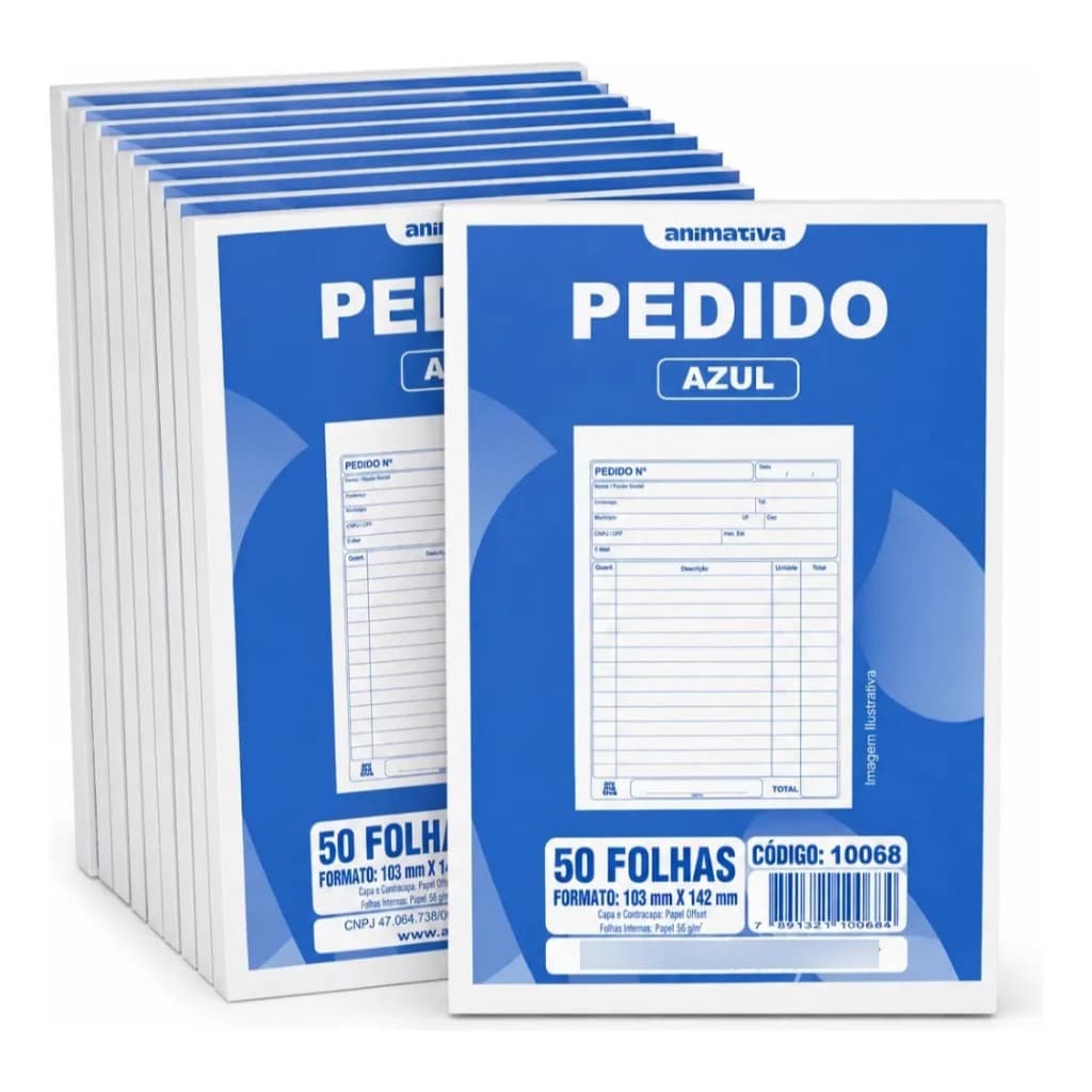 Bloco Pedido Multivias 1/36 50 Folhas Kit Com 20 Blocos para Restaurante Bar