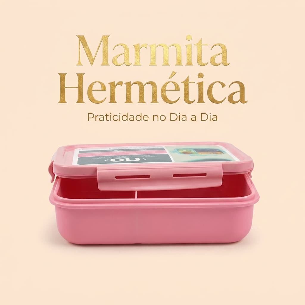 Marmita Hermética Com Divisória Rosa Lancheira Fitness Pote Fitness Envio Imediato Premium