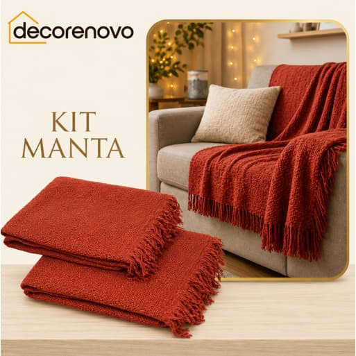 Kit 2 Manta Sofá Casal Gigante 2,10 x 1,20 Decorativa Algodão Capa Protetora Sala Moderna