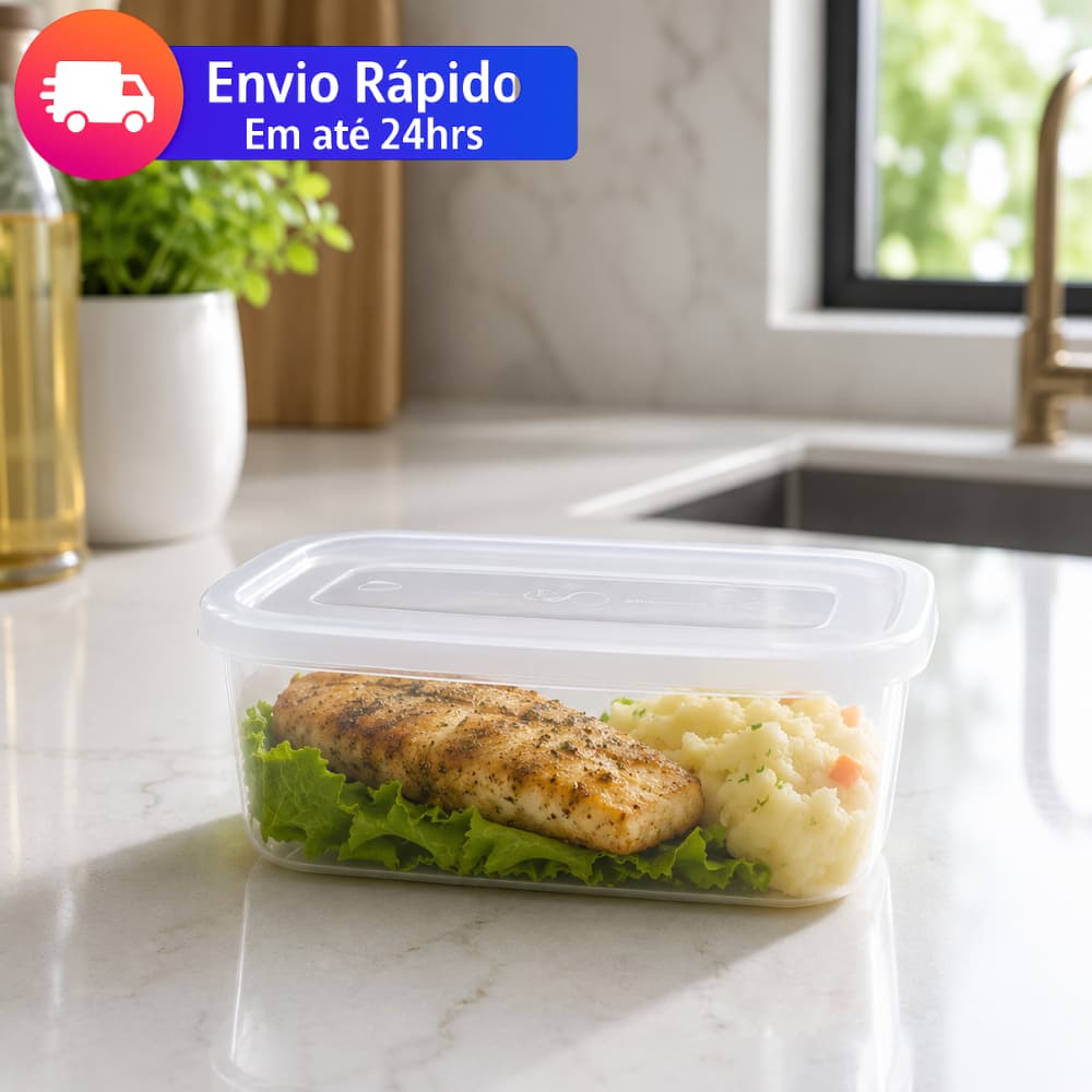 Kit 10 Potes  520ml Transparentes REFORÇADA Reutilizável Freezer e Microondas BPA Free Organizador de Alimento