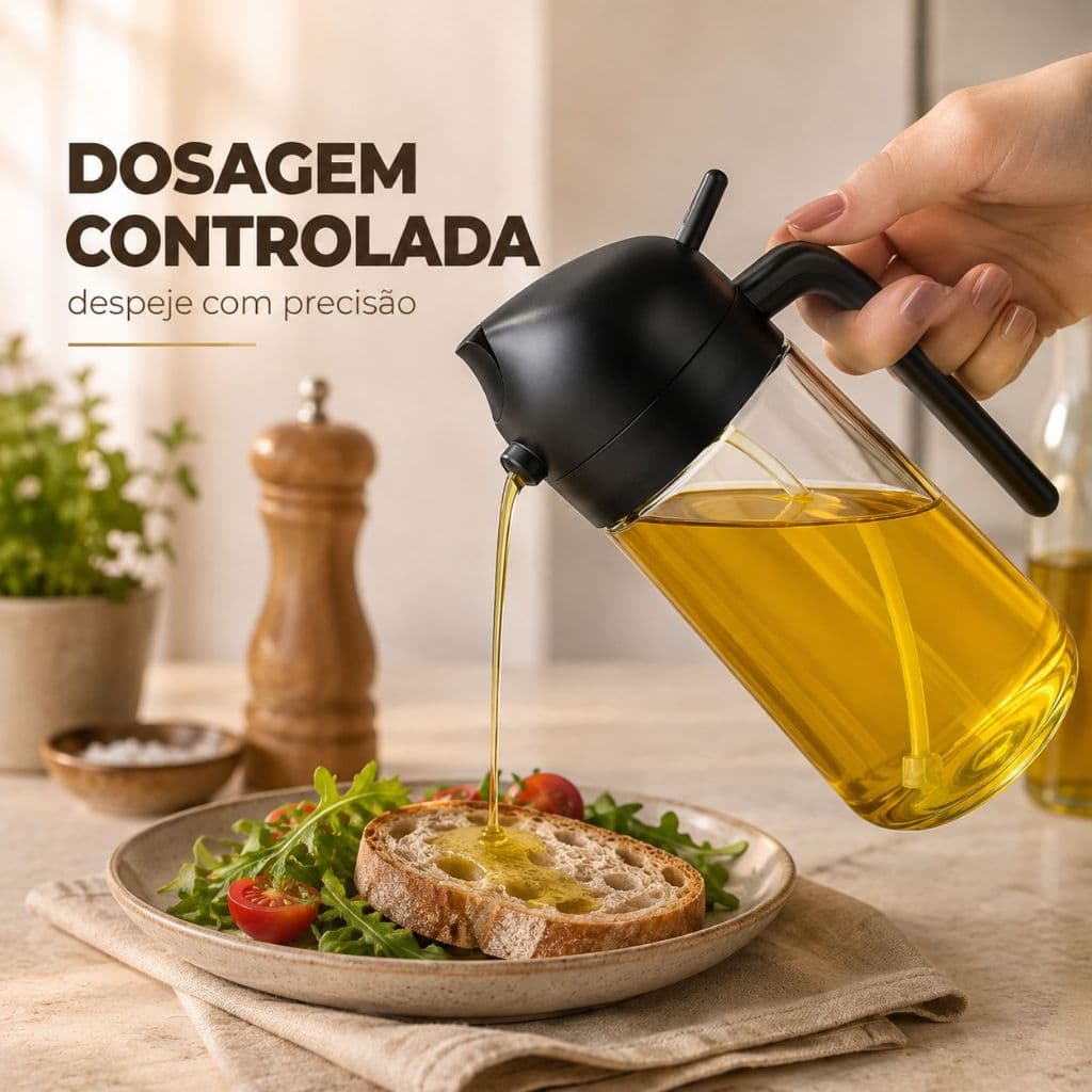 Galheteiro Spray e Borrifador Dosador 2 em 1 Azeite Vinagre Oléo Vidro Vinagreiro Azeiteiro Cozinha
