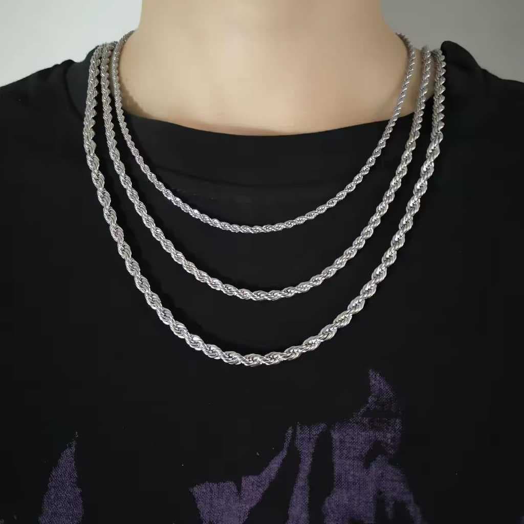 Corrente 4mm Aço Inoxidável 60cm Colar Masculino Feminino Resistente