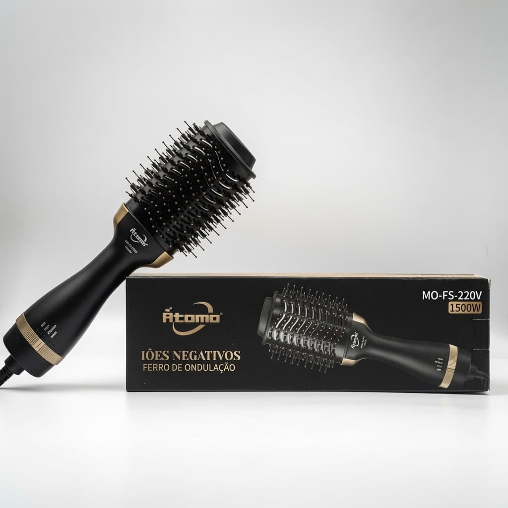 Escova 3 Em 1 Profissional 1500w Seca Rápido Alisa Modela