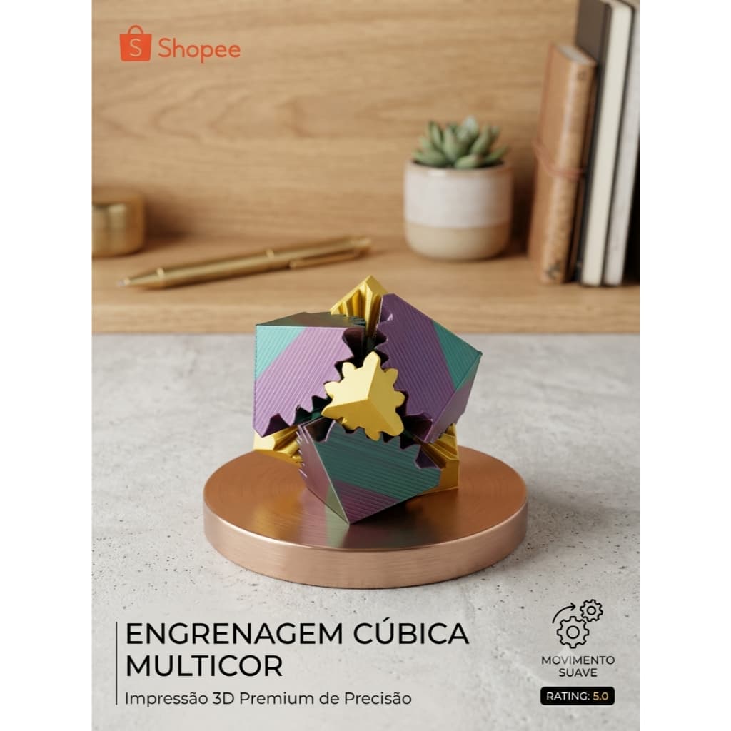 Cubo De Engrenagem Fidget Toy Antiestresse Giro Suave Impressão 3D Brinquedo Sensorial Relaxe Cubo Mágico