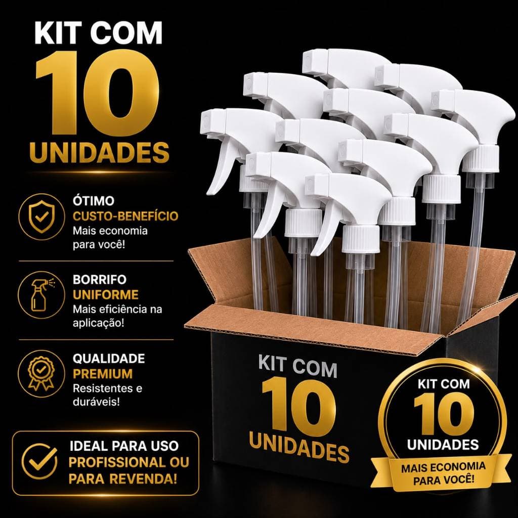10 Válvulas Gatilho Borrifador Preto - 28/410