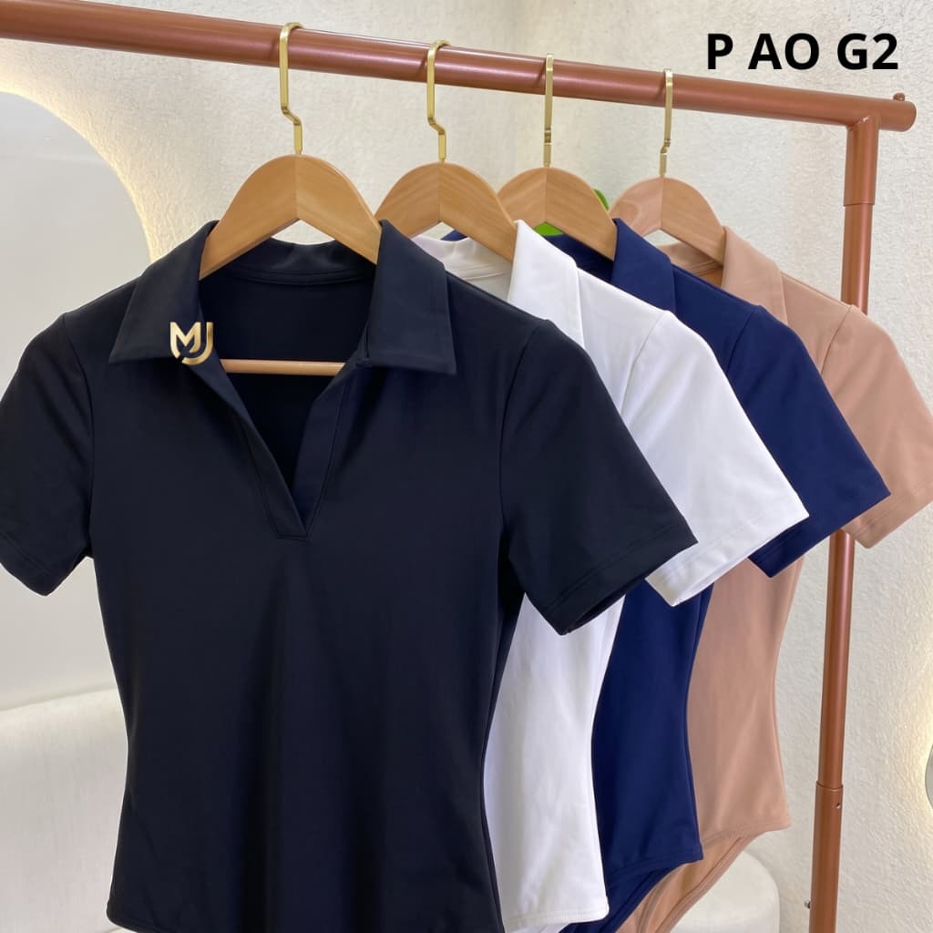 Body Polo Feminino Suplex Manga Curta Básico Premium Gola Polo Confortável Atemporal Estilo Casual