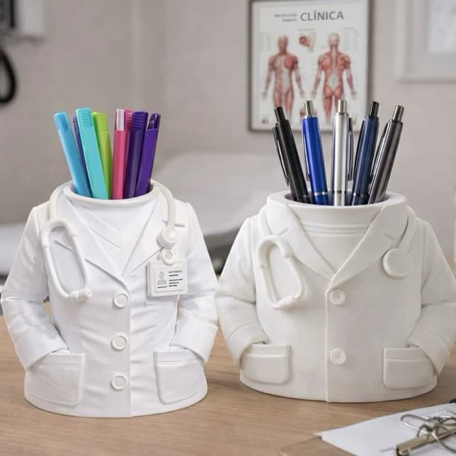 Porta Canetas Médico Médica profissional saúde Jaleco Organizador Decorativo para Mesa de Trabalho