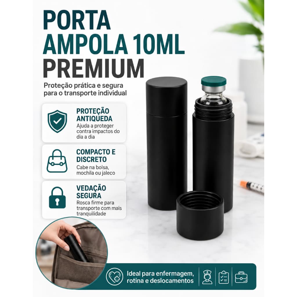 Porta Ampola Maior 10ml Individual Organizador Resistente Prático Proteção Antiqueda Enfermagem
