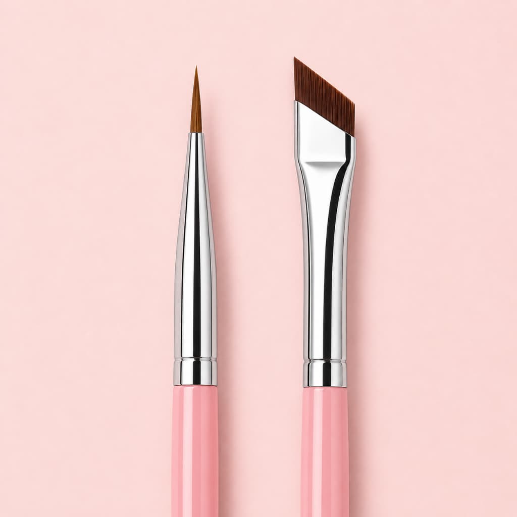 Pincel Rosa Chanfrado Ultrafino Profissional Alta precisão para Sobrancelha Delineador Sombras e olhos gatinho