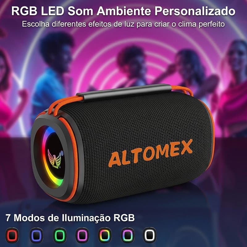 Caixa de som Bluetooth RGB à prova d'água de 20 W