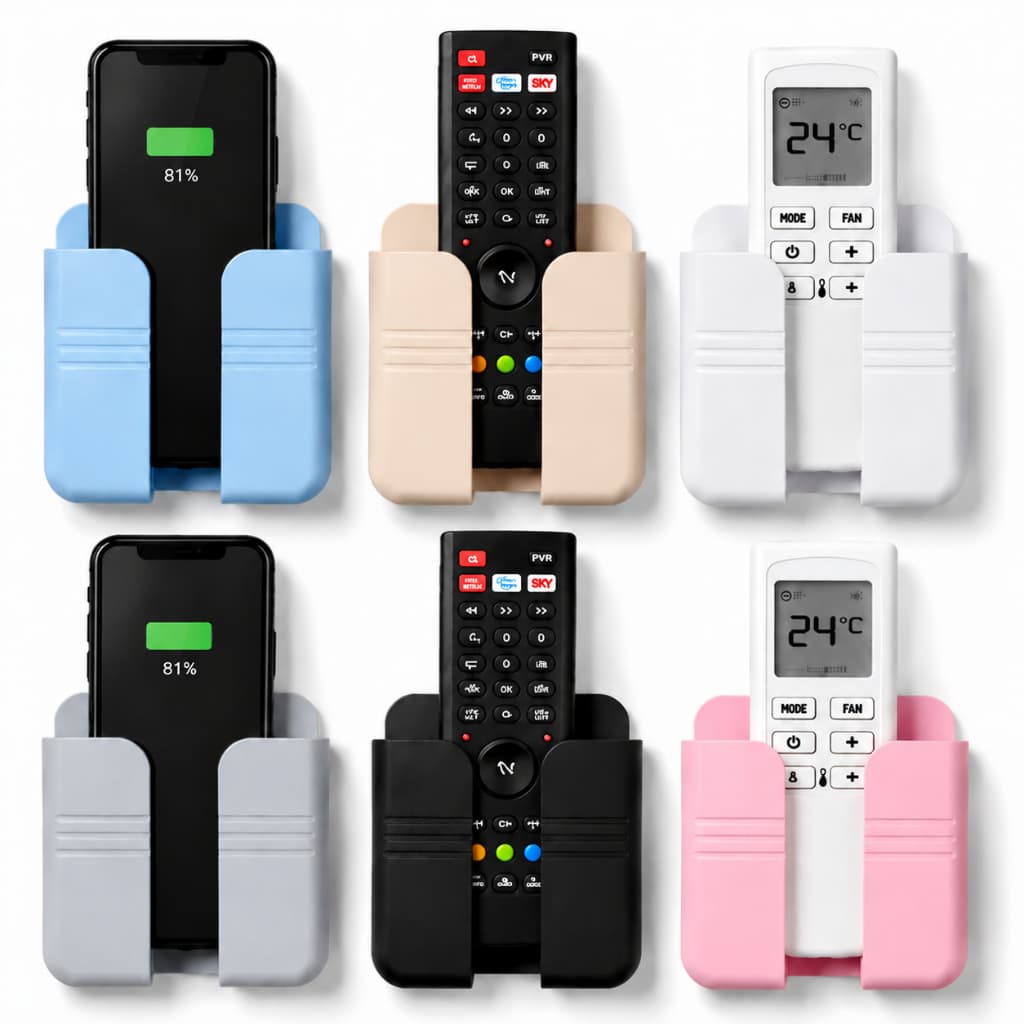 Kit Com 6 Suportes De Parede Multifuncional Para Controle Remoto Celular Carregador E Acessórios