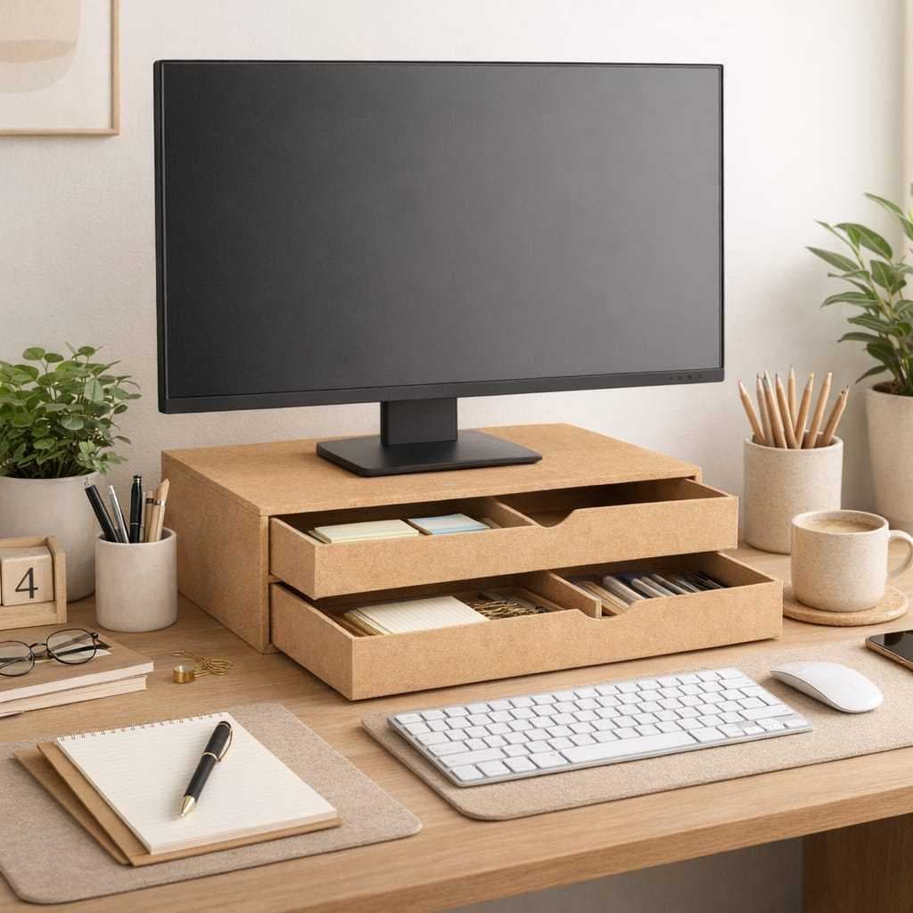 Organizador Gaveteiro De Folhas A4 Com 2 e 3 Gavetas Em MDF Para Folhas Documentos E Acessórios