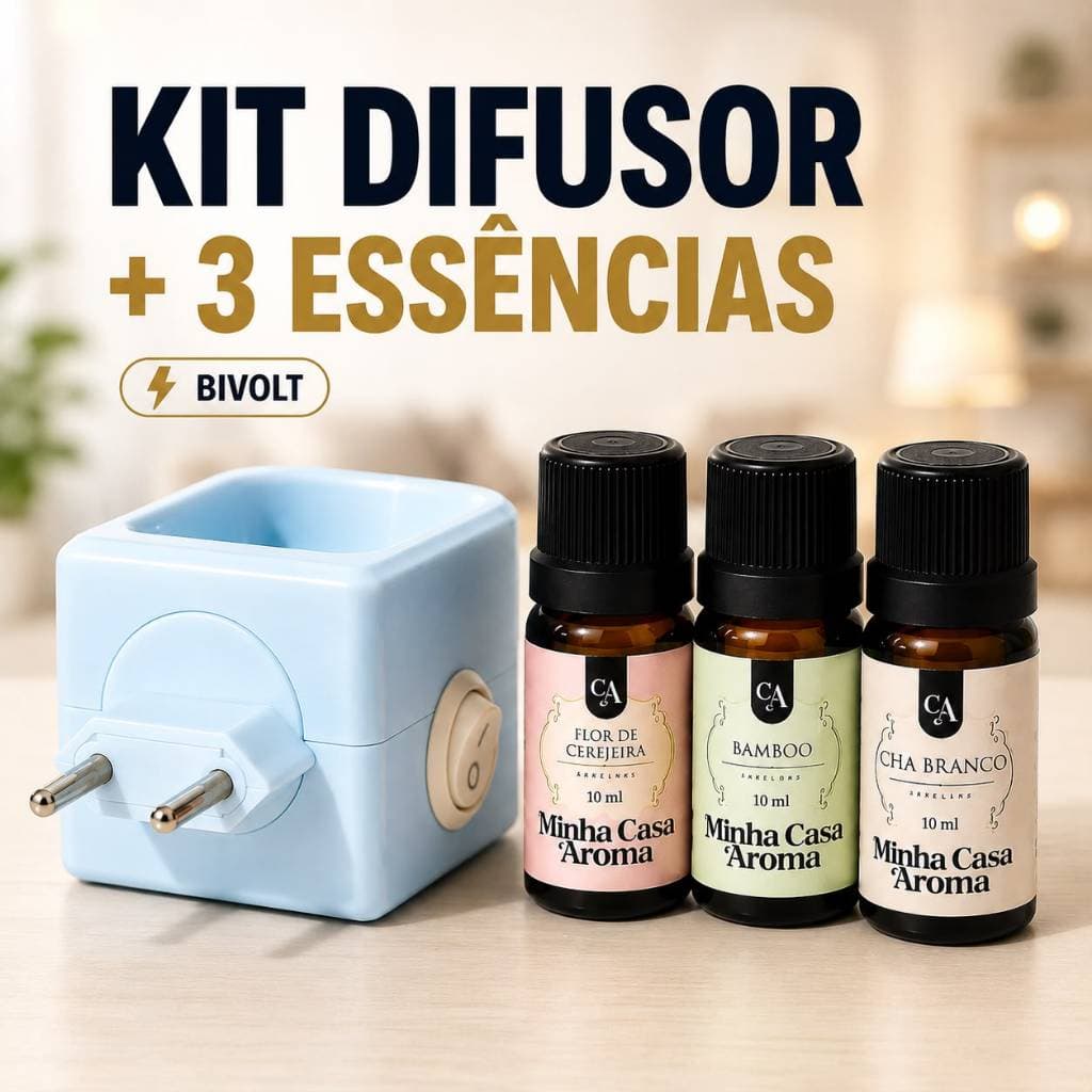 KIT Aromas para Casa | 3 Essências Super Concentradas + Difusor Elétrico