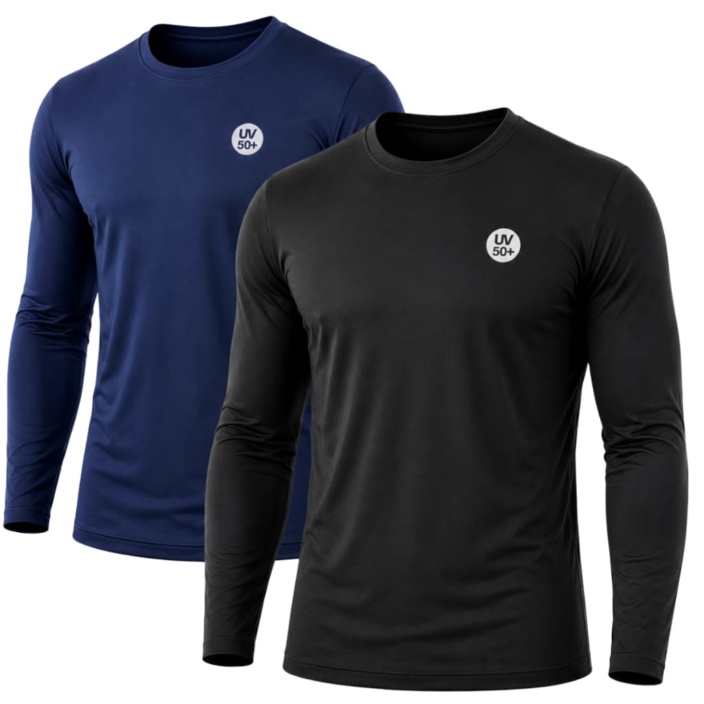 Kit 2 Camisa Térmica Proteção Solar Uv 50+ Camiseta Masculina Segunda Pele Manga Longa Praia Academia