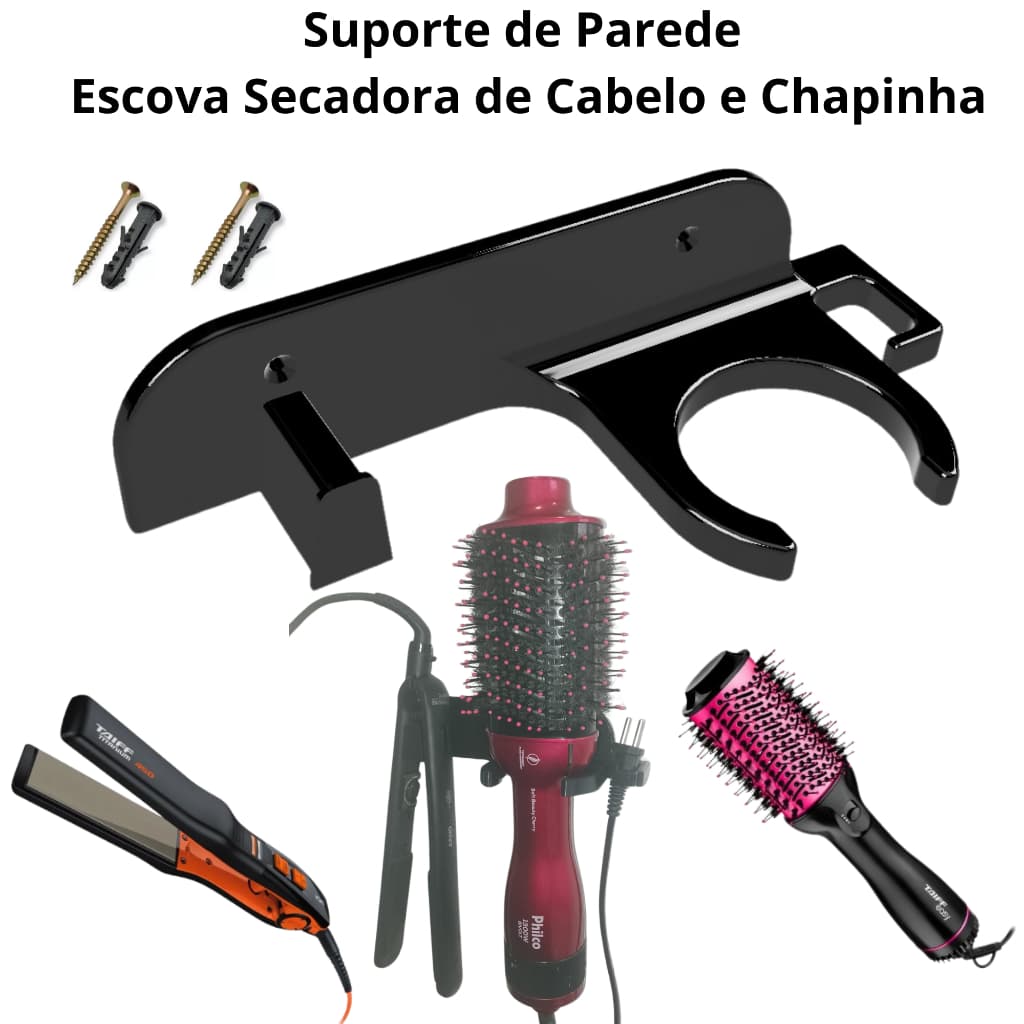 Suporte de Parede Escova Secadora de Cabelo e Chapinha SC002