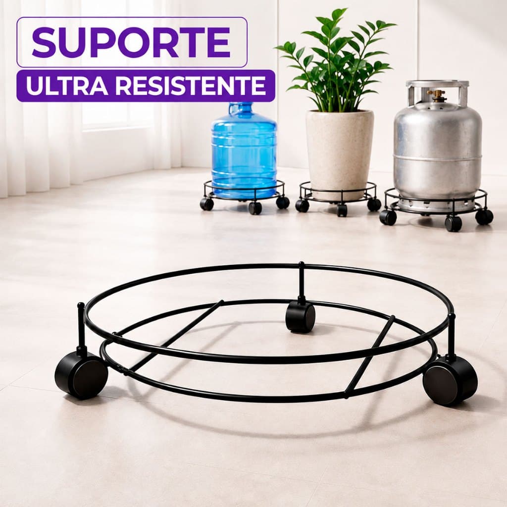 Suporte Botijão de Gás com Rodinhas Móvel Aço Resistente Carrinho Versátil Vasos Plantas Galão de agua