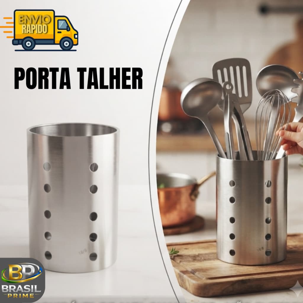 Suporte Porta Talheres Escorredor Louça Inox Redondo Pia