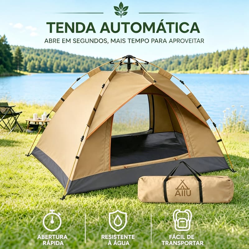 Camping Tent 3-4 Persons Waterproof Automatic Camping Tent 200*200*140CM Waterproof Family Camping