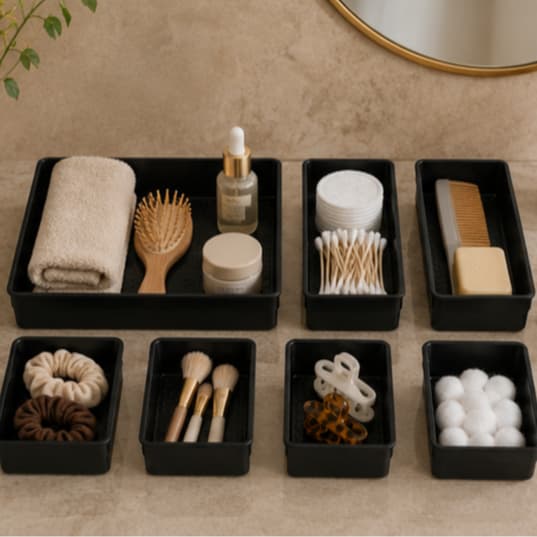 Kit com 11 Organizadores de Acrilico Multiuso Modular Penteadeira Maquiagem Gaveta Armário Tamanhos 4P 6M 1G