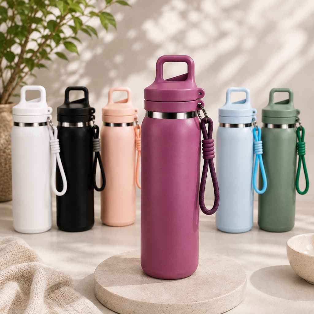 Garrafa Térmica 600ml Em Inox Parede Dupla Mantém Temperatura Com Isolamento Quente e Frio Squeeze Água Academia Fitness