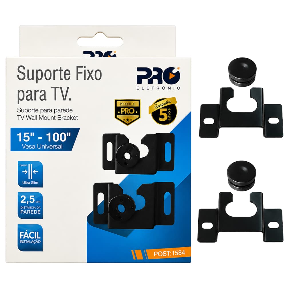 Suporte Fixo Para TVs Led / Lcd de 15 a 100 Polegadas Pro Eletronic BLack.