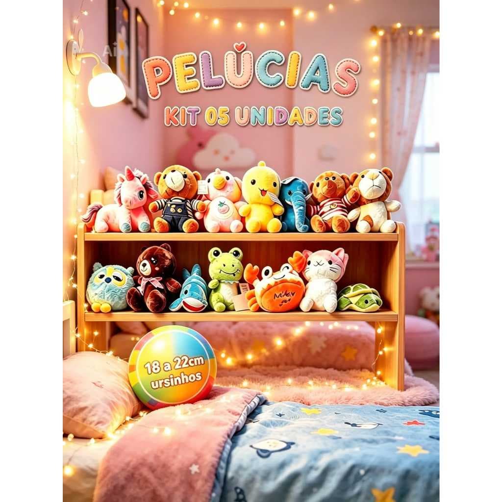 Kit 05 und Pelucias Urso Ursinhos Maquinas Garras  Festa Aniversario Chá De Bebe Enfeites  Bebe ESTORY KIDS
