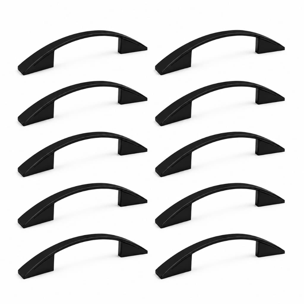 Kit 10 Puxadores IL 2092 Preto 64mm Alça Curva Moveis Armarios Gavetas Comodas