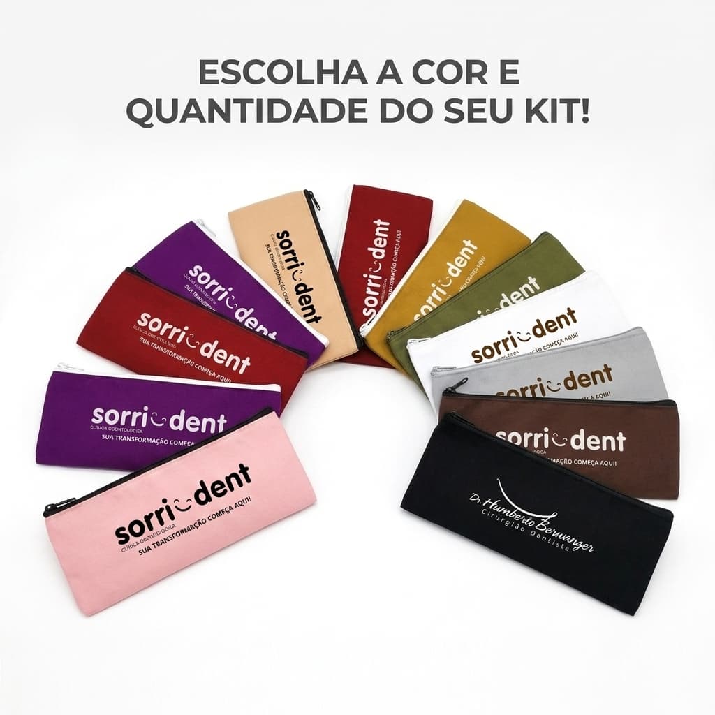 Necessaire Slim 25x10cm Estojo Organizador Maquiagem KIT Higiene Cores Variadas SUA LOGO