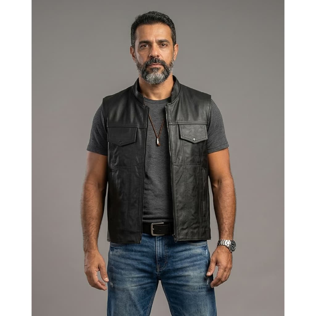 Colete de Couro Legítimo First Racer Legend Motociclista 100% Bovino Direto da Fábrica