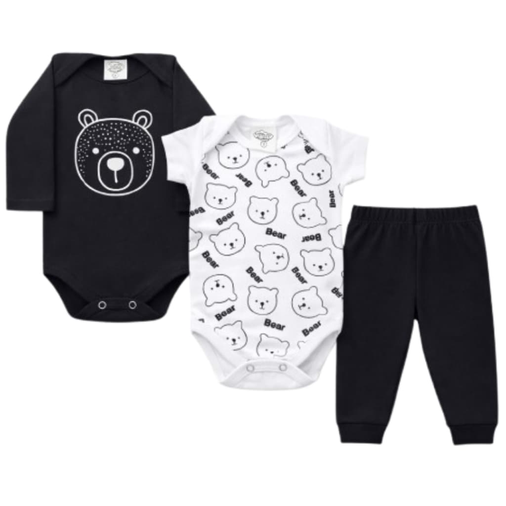 Kit Body Bebê 3 Peças Roupa de Bebê Conjunto de Bebê Menino