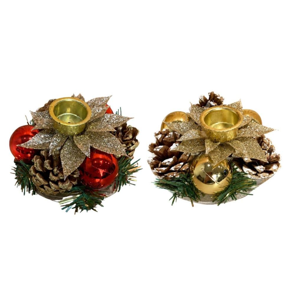 Kit 2 Castiçal Enfeite Decorativo Para Mesa Decoração Natal