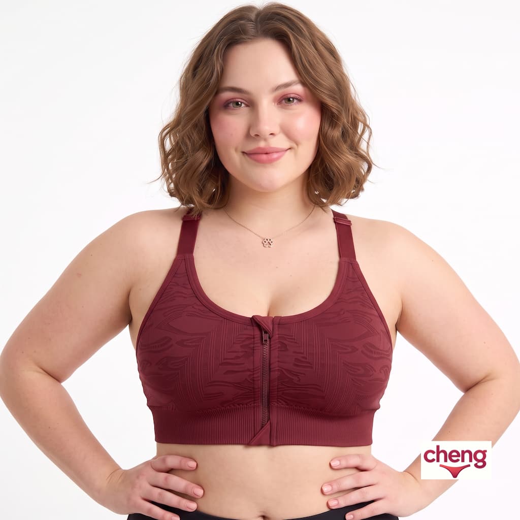 Top Fitness Esportivo Com Zíper Frontal Alta Sustentação Academia
