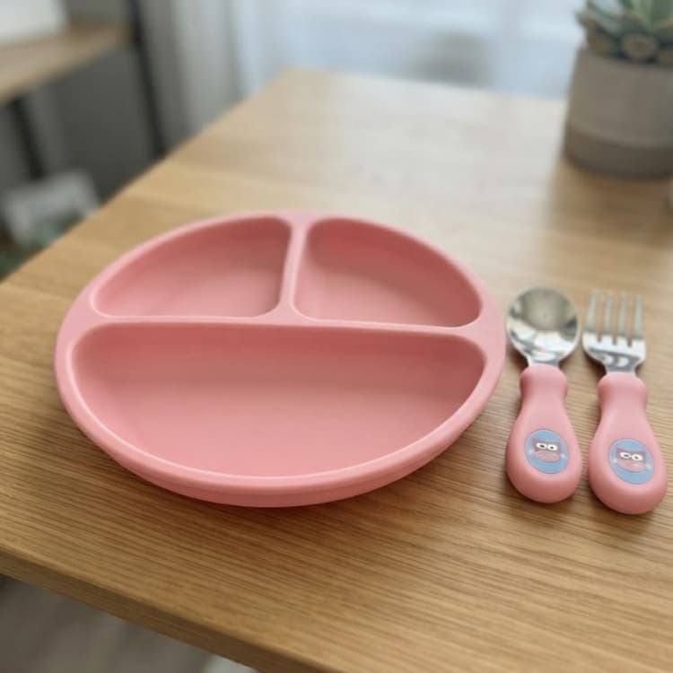 Prato de Silicone Infantil Ventosas Talheres Divisórias Bebe Criança