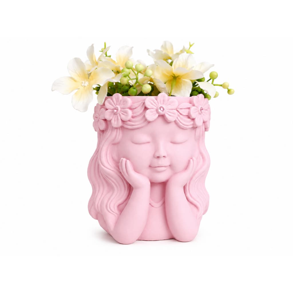 Vaso Decorativo Menina com Flores Impressão 3D em PLA