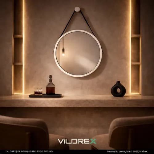 Espelho Vildrex Adnet 50cm Moldura Alumínio Design Moderno