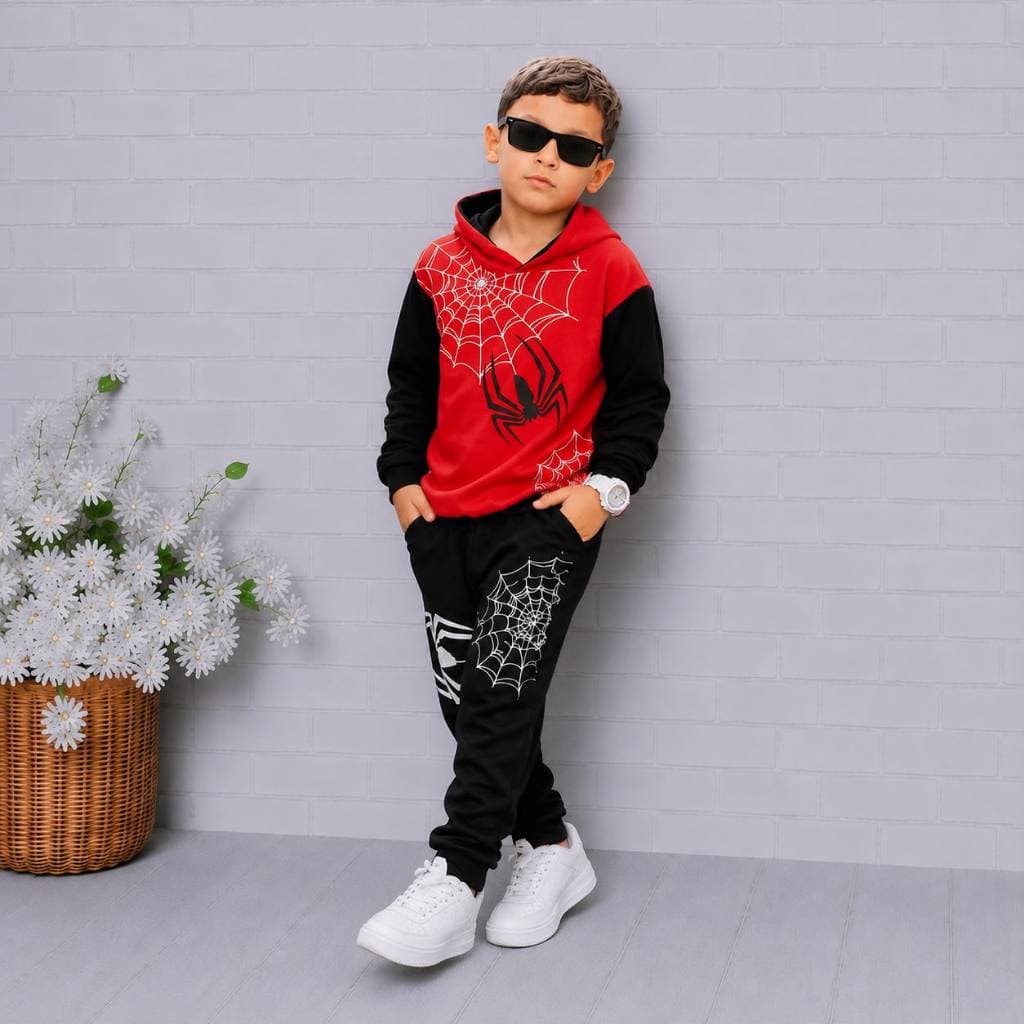Conjunto de Menino Infantil Homem Aranha com Capuz Estiloso de MOLETINHO